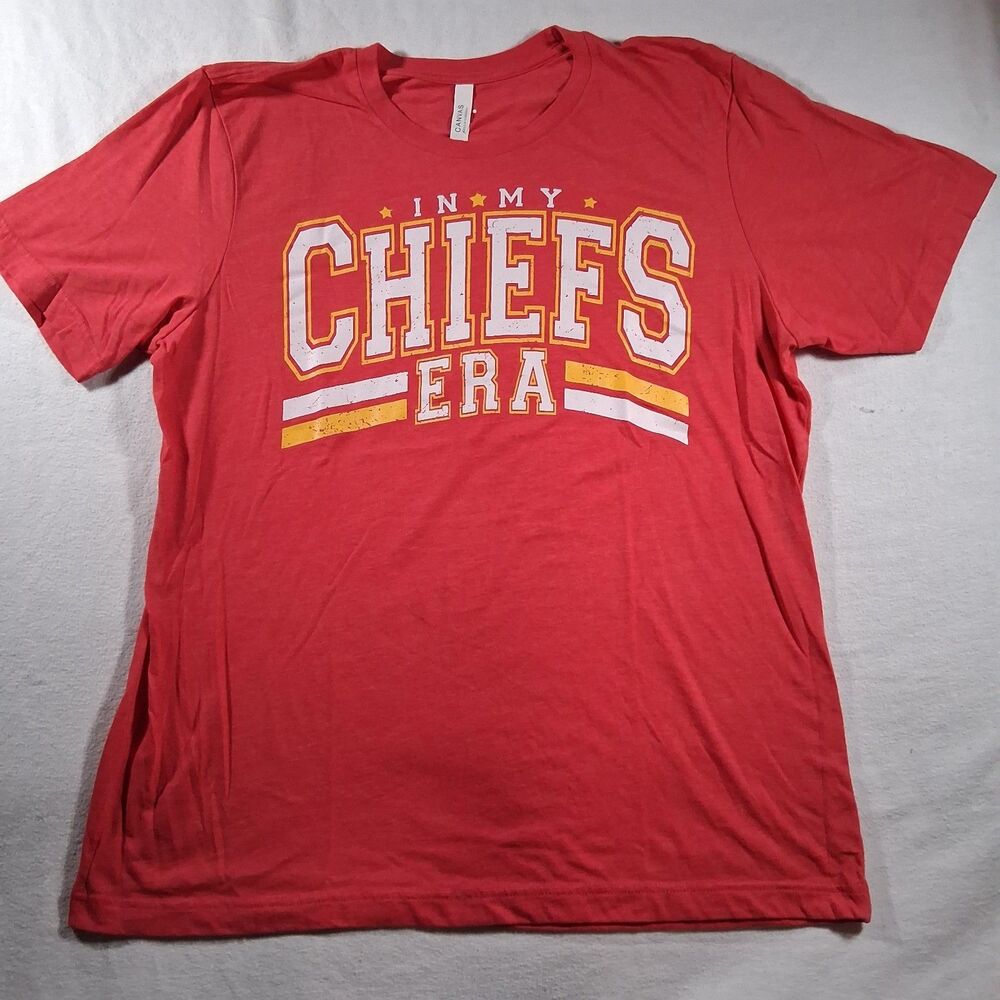 Bella Canvas In  My CHIEFS ERA Red Womens tee , XL Weathered Printing Super SOFT